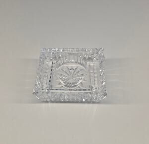 Signed Waterford Crystal Square Trinket Dish or Desk Clock Insert 3"